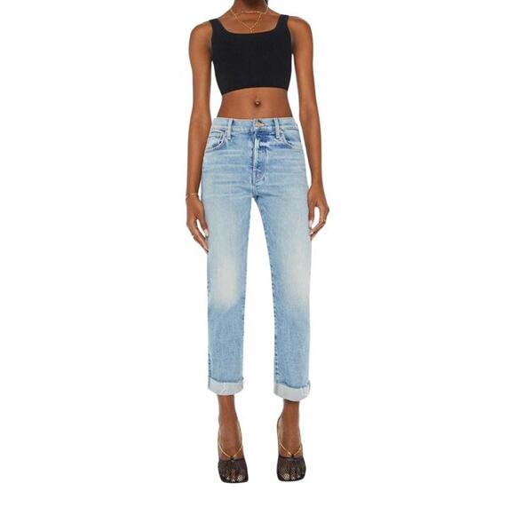 MOTHER The Scrapper Cuff Ankle Fray Sneak Peak 30 US 10 High Rise Straight Boho - Picture 2 of 8